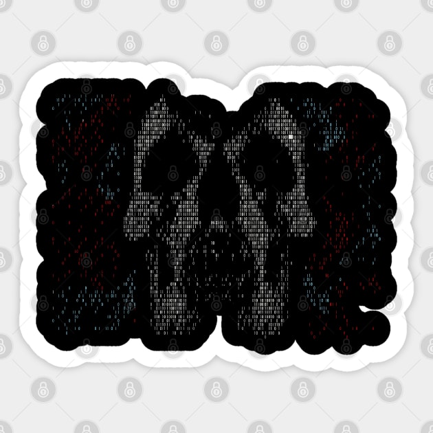 binary skull art Sticker by Pixelwave